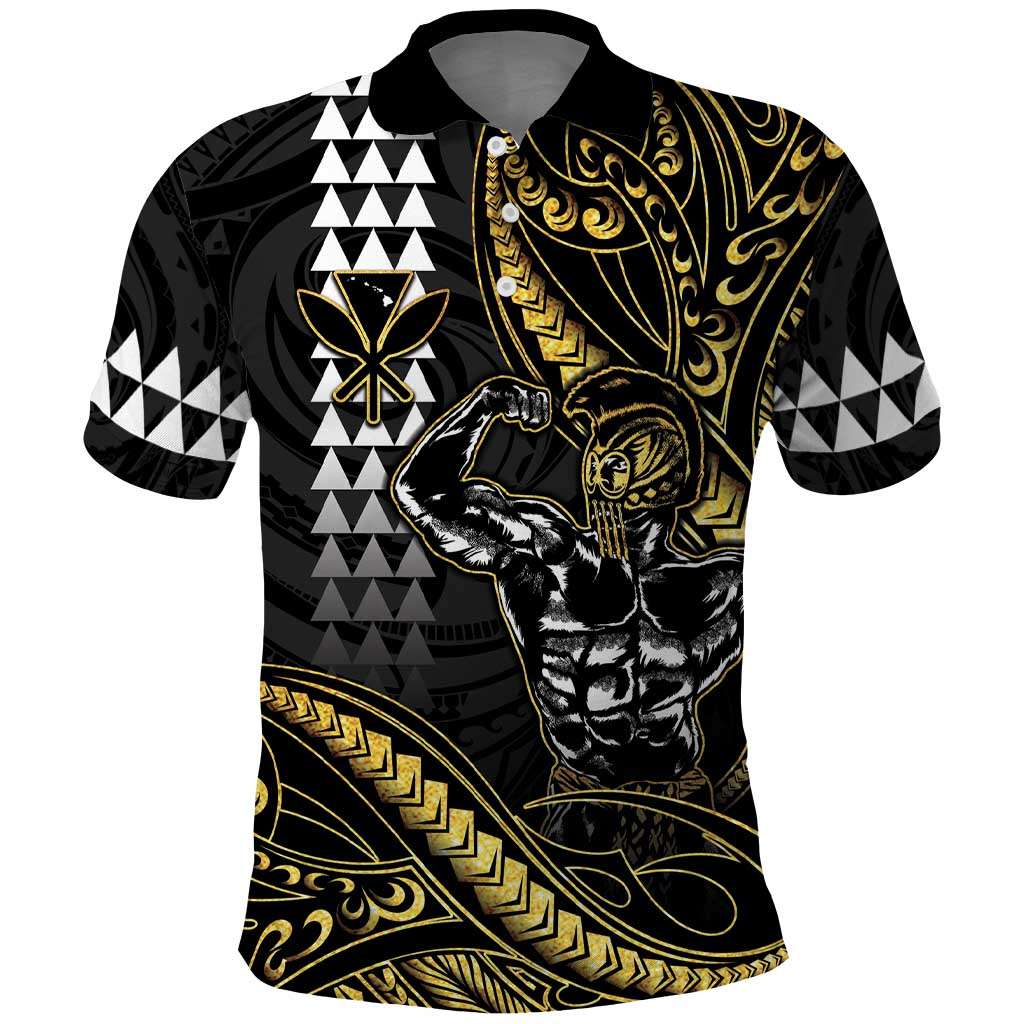 Hawaii Ikaika Warrior Helmet Polo Shirt Gold Style LT05 Gold - Polynesian Pride