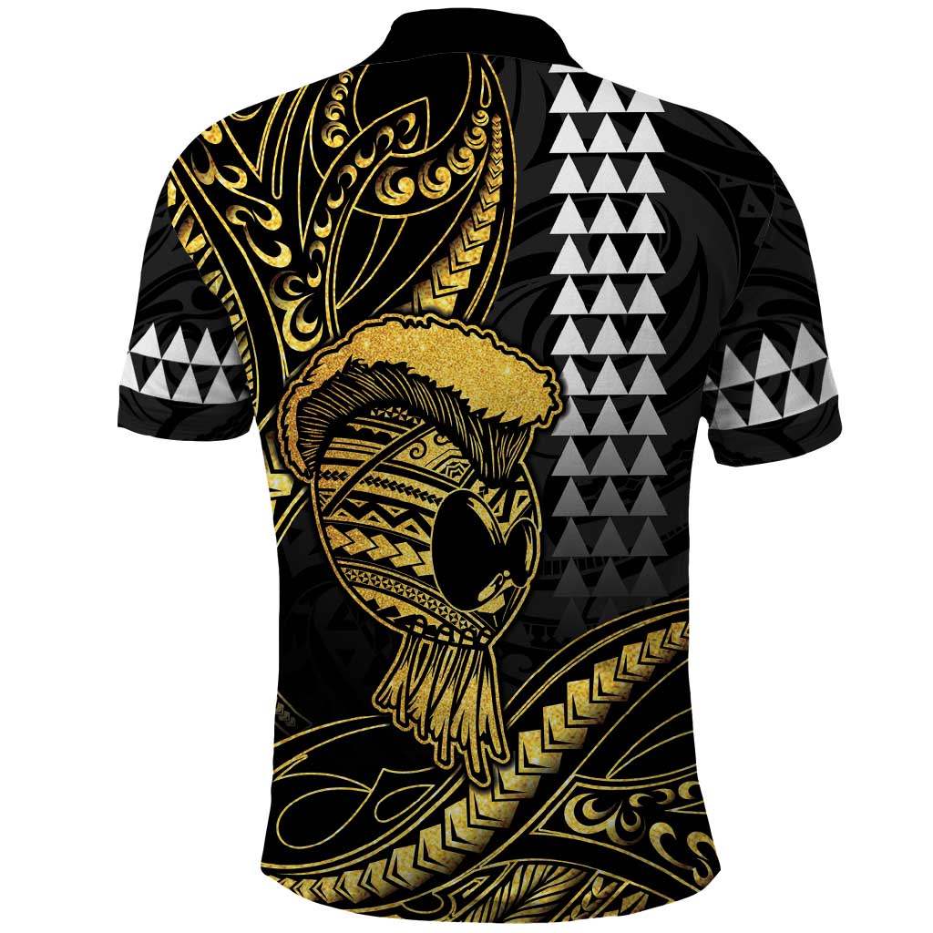 Hawaii Ikaika Warrior Helmet Polo Shirt Gold Style LT05 - Polynesian Pride