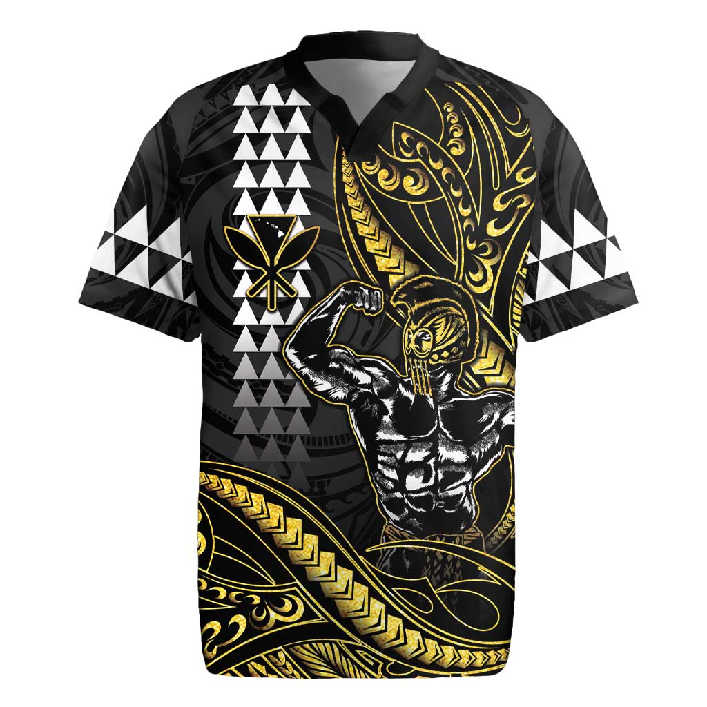 Hawaii Ikaika Warrior Helmet Rugby Jersey Gold Style
