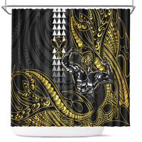 Hawaii Ikaika Warrior Helmet Shower Curtain Gold Style