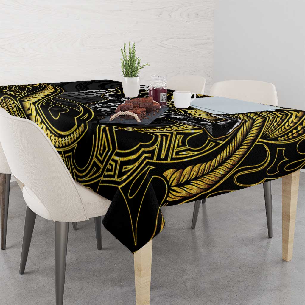 Hawaii Ikaika Warrior Helmet Tablecloth Gold Style