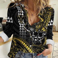 Hawaii Ikaika Warrior Helmet Women Casual Shirt Gold Style