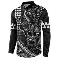 Hawaii Ikaika Warrior Helmet Button Sweatshirt Black Tribal Tattoo