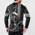 Hawaii Ikaika Warrior Helmet Button Sweatshirt Black Tribal Tattoo