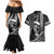 Hawaii Ikaika Warrior Helmet Couples Matching Mermaid Dress and Hawaiian Shirt Black Tribal Tattoo