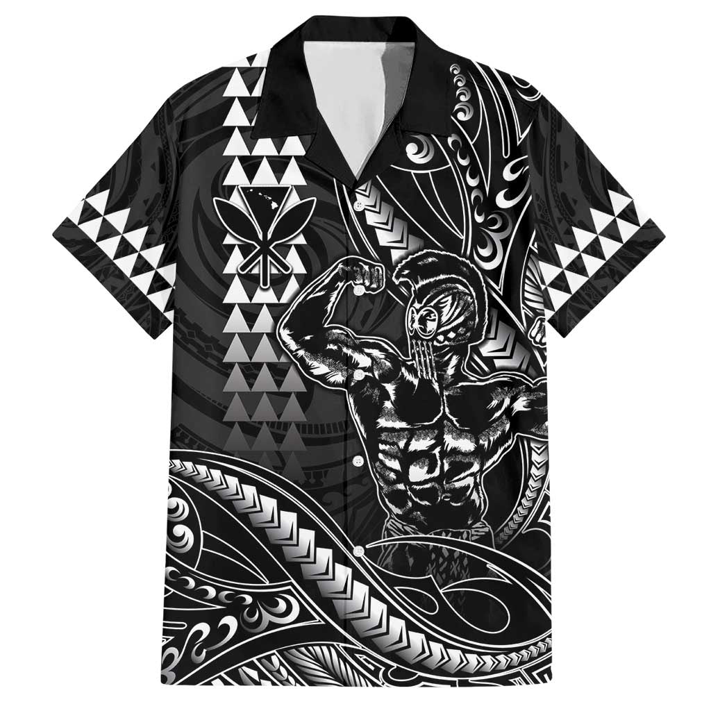 Hawaii Ikaika Warrior Helmet Hawaiian Shirt Black Tribal Tattoo