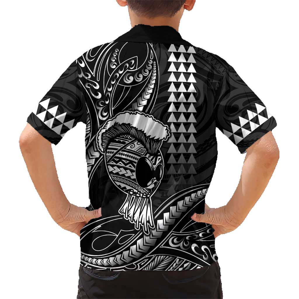 Hawaii Ikaika Warrior Helmet Hawaiian Shirt Black Tribal Tattoo