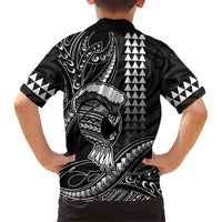 Hawaii Ikaika Warrior Helmet Kid Hawaiian Shirt Black Tribal Tattoo