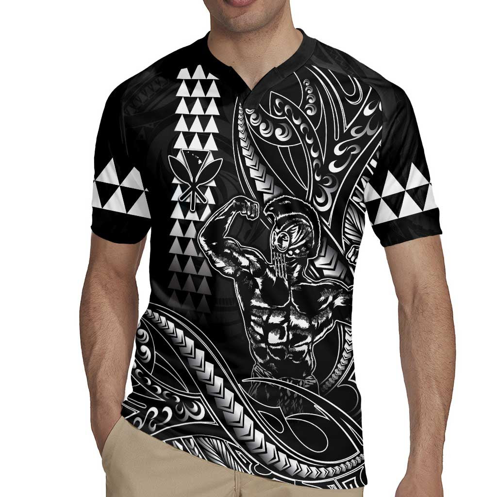 Hawaii Ikaika Warrior Helmet Rugby Jersey Black Tribal Tattoo