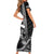 Hawaii Ikaika Warrior Helmet Short Sleeve Bodycon Dress Black Tribal Tattoo