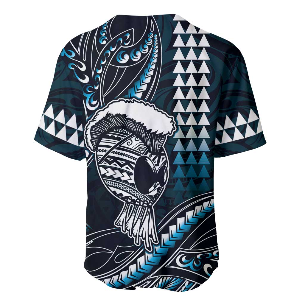 Hawaii Ikaika Warrior Helmet Baseball Jersey Blue Tribal Tattoo
