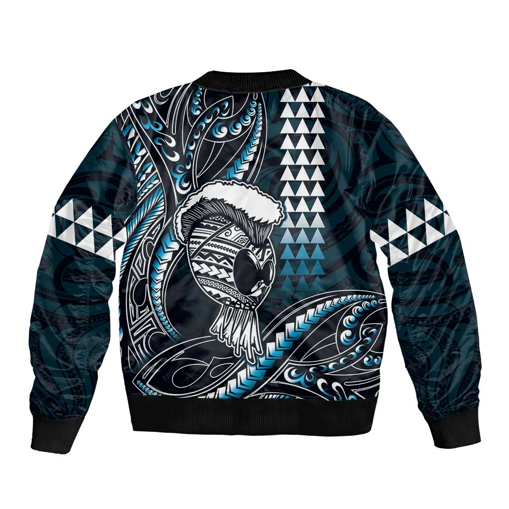 Hawaii Ikaika Warrior Helmet Bomber Jacket Blue Tribal Tattoo