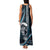 Hawaii Ikaika Warrior Helmet Family Matching Tank Maxi Dress and Hawaiian Shirt Blue Tribal Tattoo