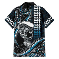 Hawaii Ikaika Warrior Helmet Hawaiian Shirt Blue Tribal Tattoo