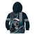 Hawaii Ikaika Warrior Helmet Kid Hoodie Blue Tribal Tattoo
