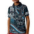 Hawaii Ikaika Warrior Helmet Kid Polo Shirt Blue Tribal Tattoo