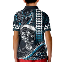 Hawaii Ikaika Warrior Helmet Kid Polo Shirt Blue Tribal Tattoo