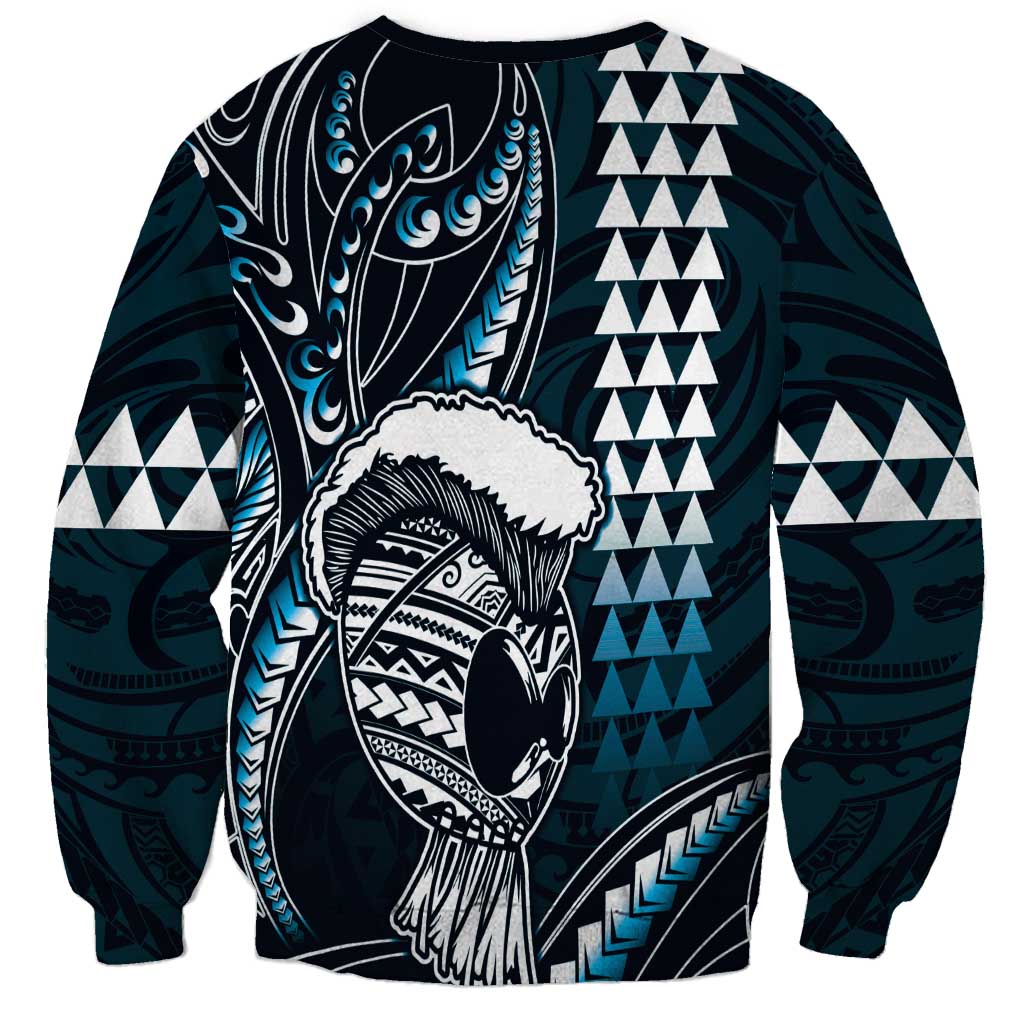 Hawaii Ikaika Warrior Helmet Sweatshirt Blue Tribal Tattoo