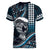 Hawaii Ikaika Warrior Helmet Women V-Neck T-Shirt Blue Tribal Tattoo