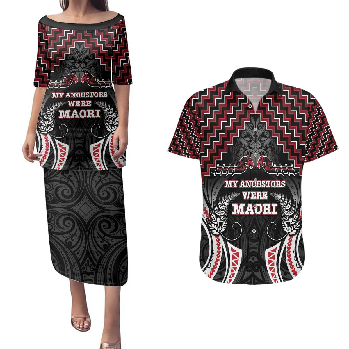 Aotearoa Couples Matching Puletasi and Hawaiian Shirt Proud To Be Maori LT05 Red - Polynesian Pride