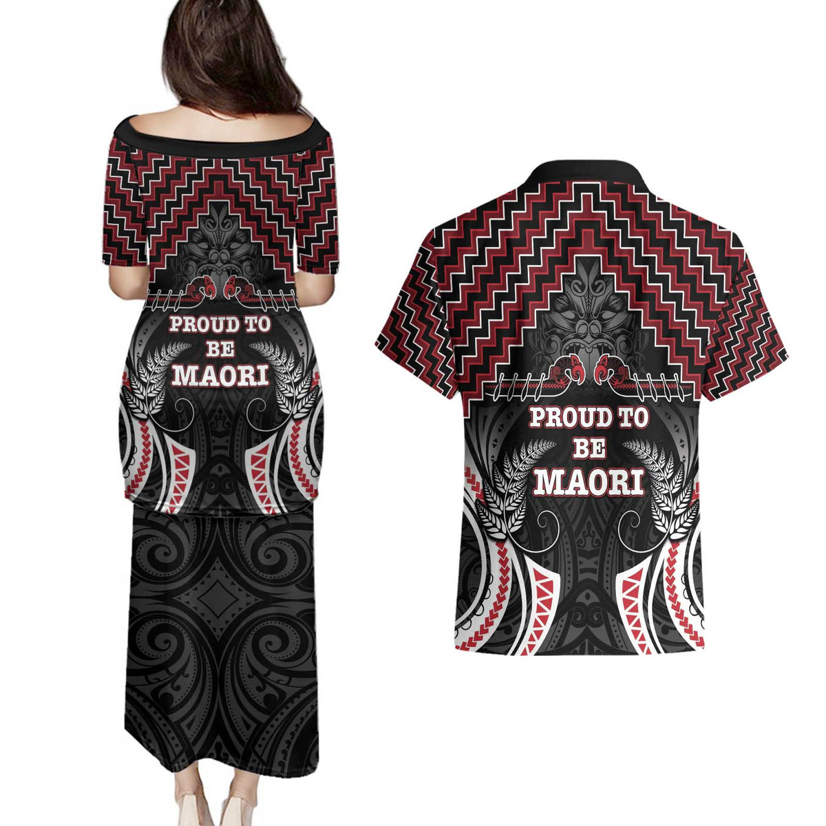 Aotearoa Couples Matching Puletasi and Hawaiian Shirt Proud To Be Maori LT05 - Polynesian Pride