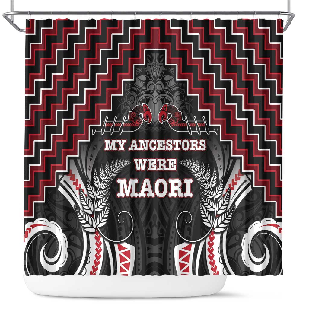 Aotearoa Shower Curtain Proud To Be Maori LT05 Red - Polynesian Pride