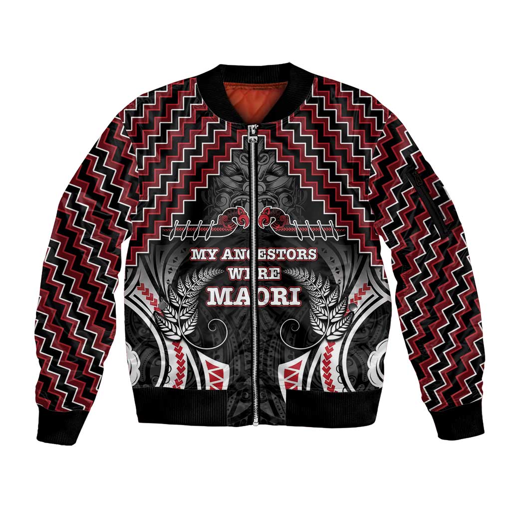 Aotearoa Sleeve Zip Bomber Jacket Proud To Be Maori LT05 Unisex Red - Polynesian Pride