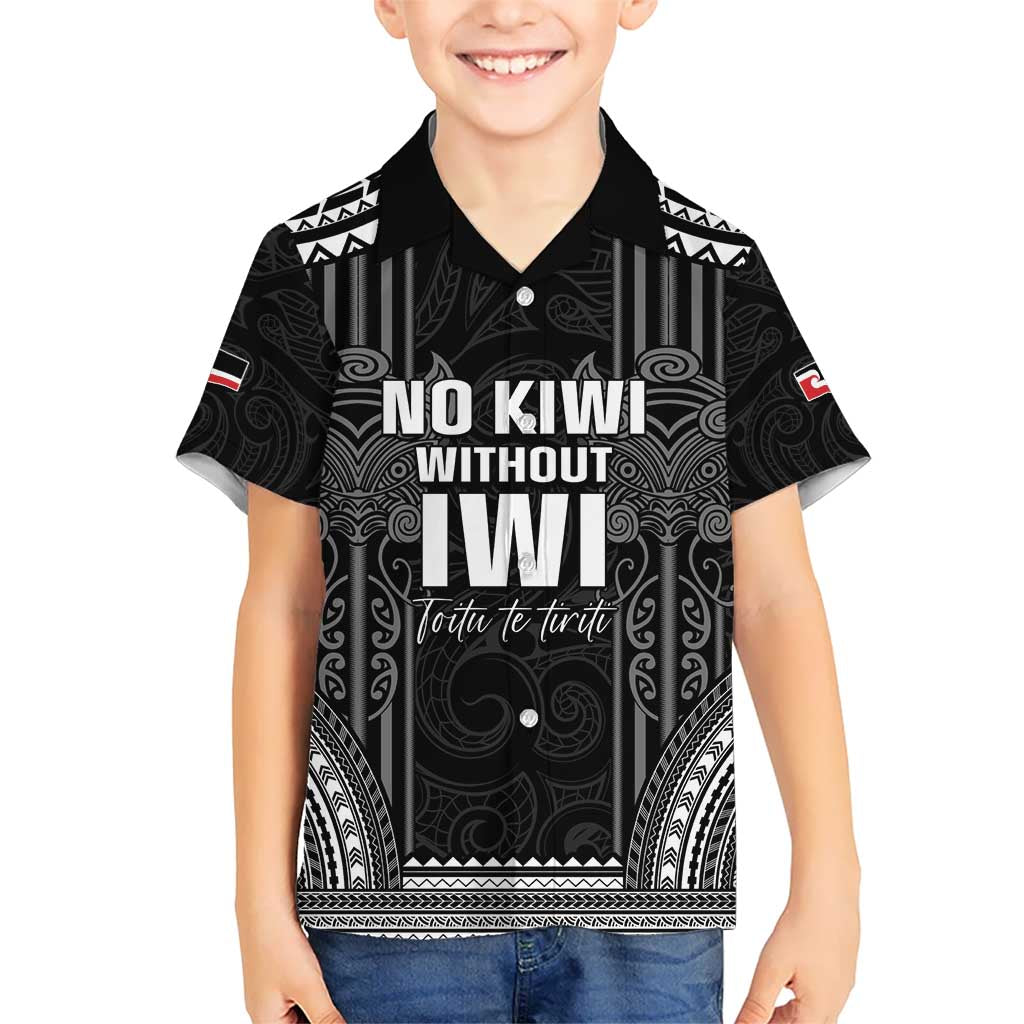 Aotearoa Toitu Te Tiriti Kid Hawaiian Shirt No Kiwi Without Iwi LT05 Kid Black - Polynesian Pride