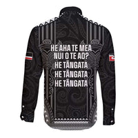Aotearoa Toitu Te Tiriti Long Sleeve Button Shirt No Kiwi Without Iwi