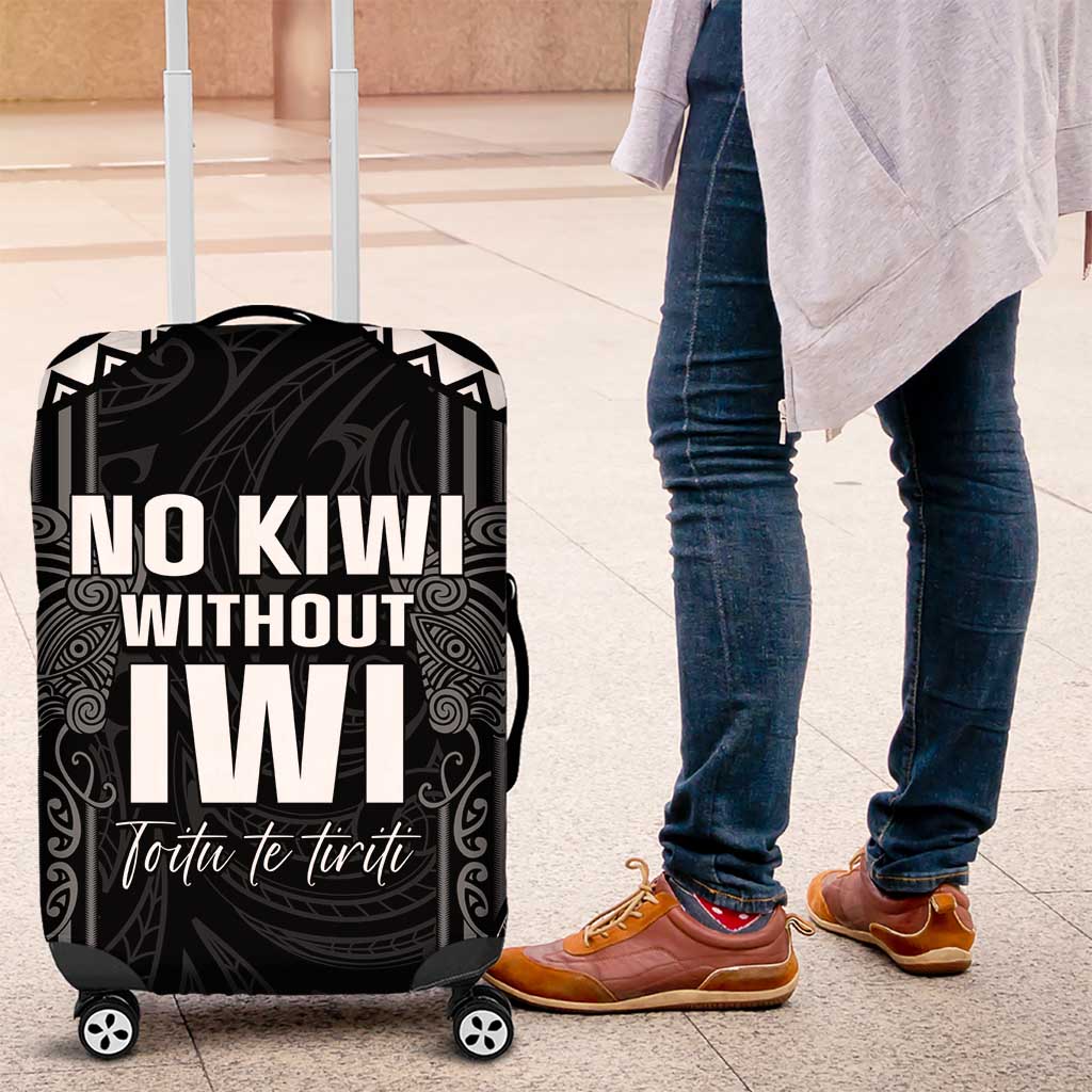 Aotearoa Toitu Te Tiriti Luggage Cover No Kiwi Without Iwi LT05 Black - Polynesian Pride