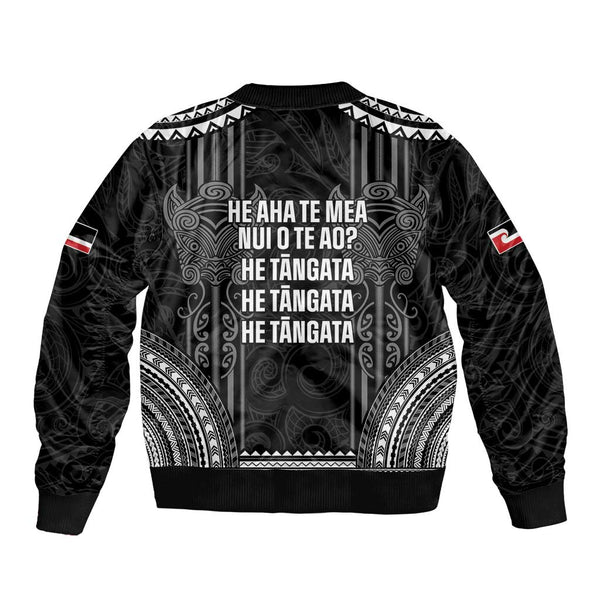Aotearoa Toitu Te Tiriti Sleeve Zip Bomber Jacket No Kiwi Without Iwi LT05
