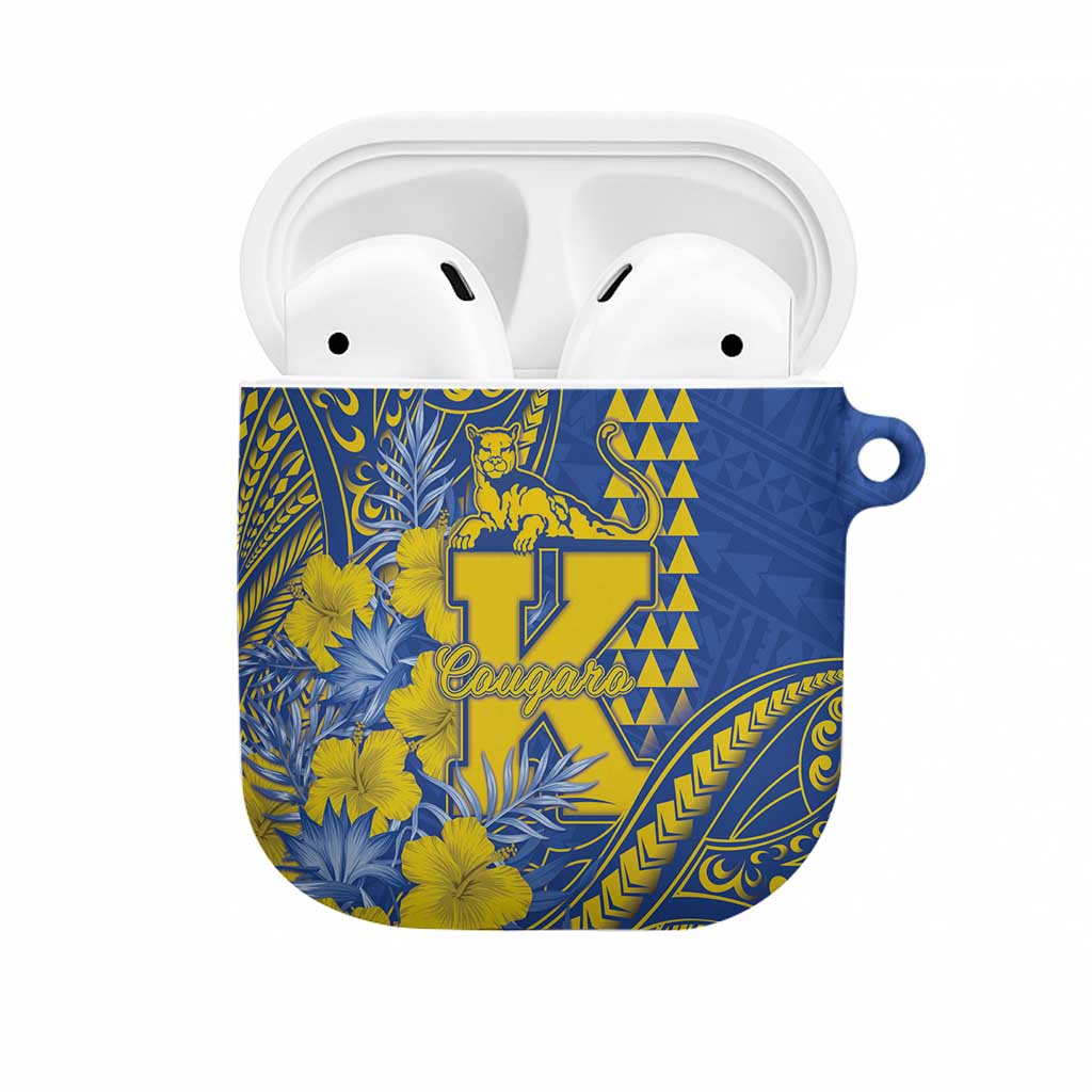 Hawaii Kaiser High School AirPods Case Tribal Tattoo With Hibiscus Flowers LT05 Blue - Polynesian Pride