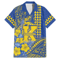Personalised Hawaii Kaiser High School Family Matching Off Shoulder Short Dress and Hawaiian Shirt Tribal Tattoo With Hibiscus Flowers