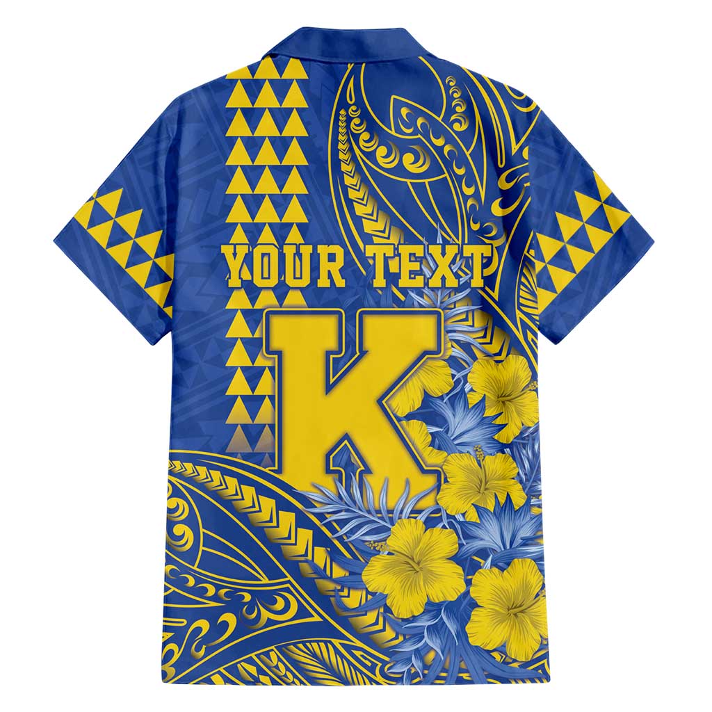 Personalised Hawaii Kaiser High School Family Matching Off Shoulder Short Dress and Hawaiian Shirt Tribal Tattoo With Hibiscus Flowers