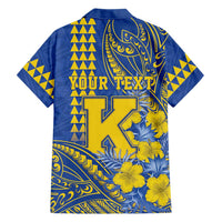 Personalised Hawaii Kaiser High School Family Matching Off Shoulder Short Dress and Hawaiian Shirt Tribal Tattoo With Hibiscus Flowers