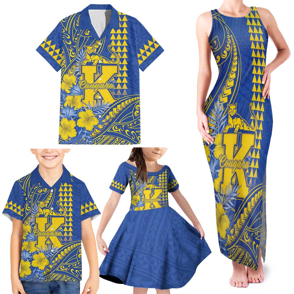 Personalised Hawaii Kaiser High School Family Matching Tank Maxi Dress and Hawaiian Shirt Tribal Tattoo With Hibiscus Flowers LT05 - Polynesian Pride