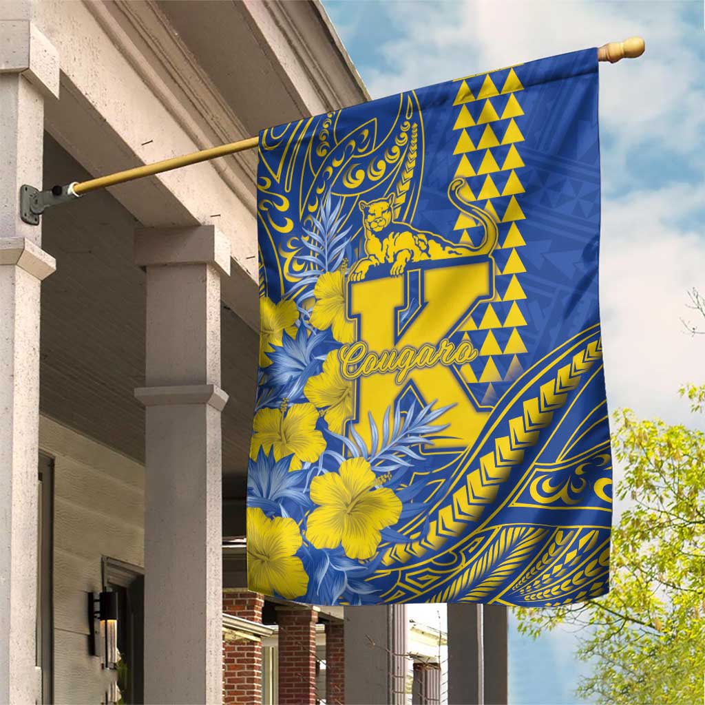 Hawaii Kaiser High School Garden Flag Tribal Tattoo With Hibiscus Flowers