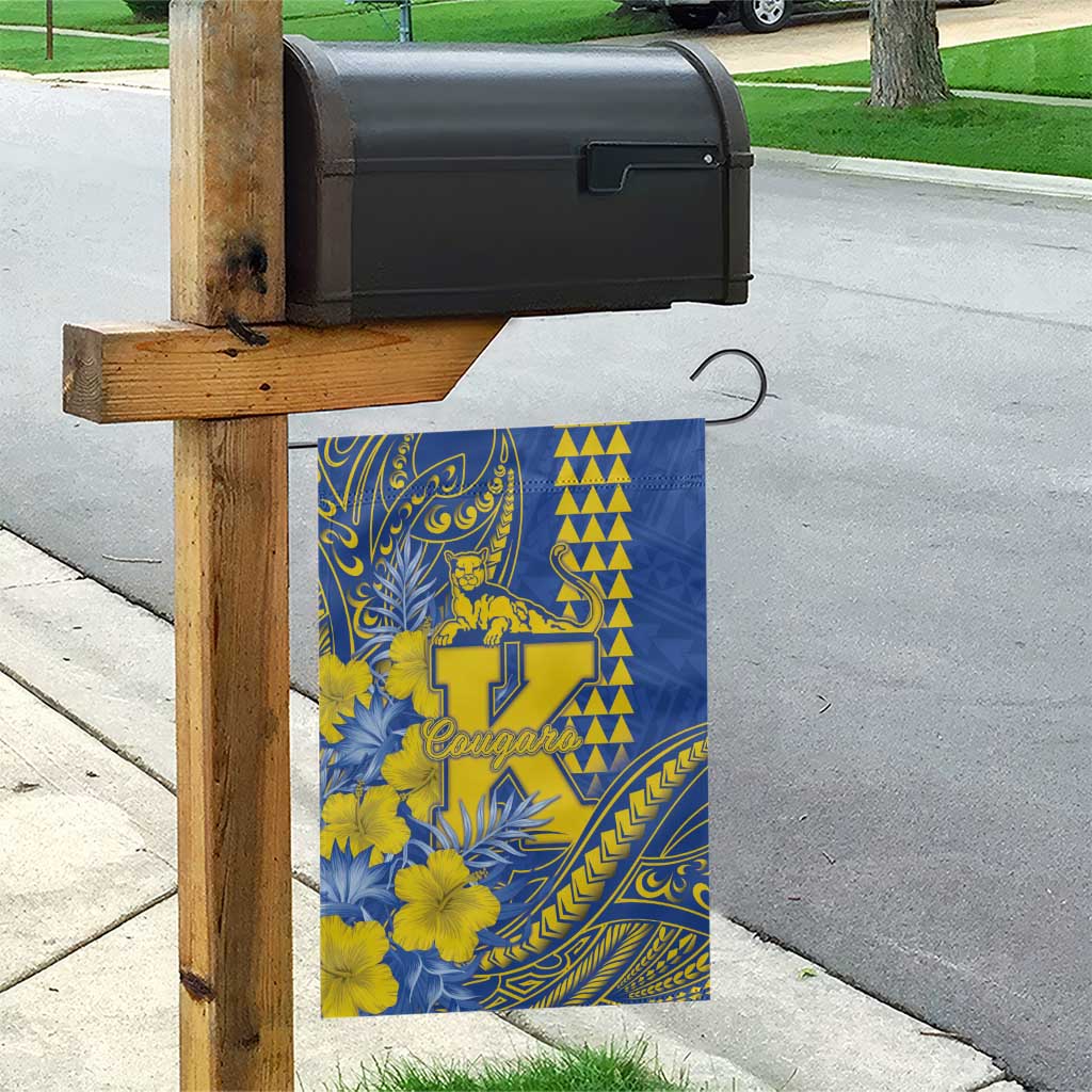 Hawaii Kaiser High School Garden Flag Tribal Tattoo With Hibiscus Flowers