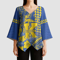 Personalised Hawaii Kaiser High School Kimono Sleeve Blouse Tribal Tattoo With Hibiscus Flowers LT05 - Polynesian Pride