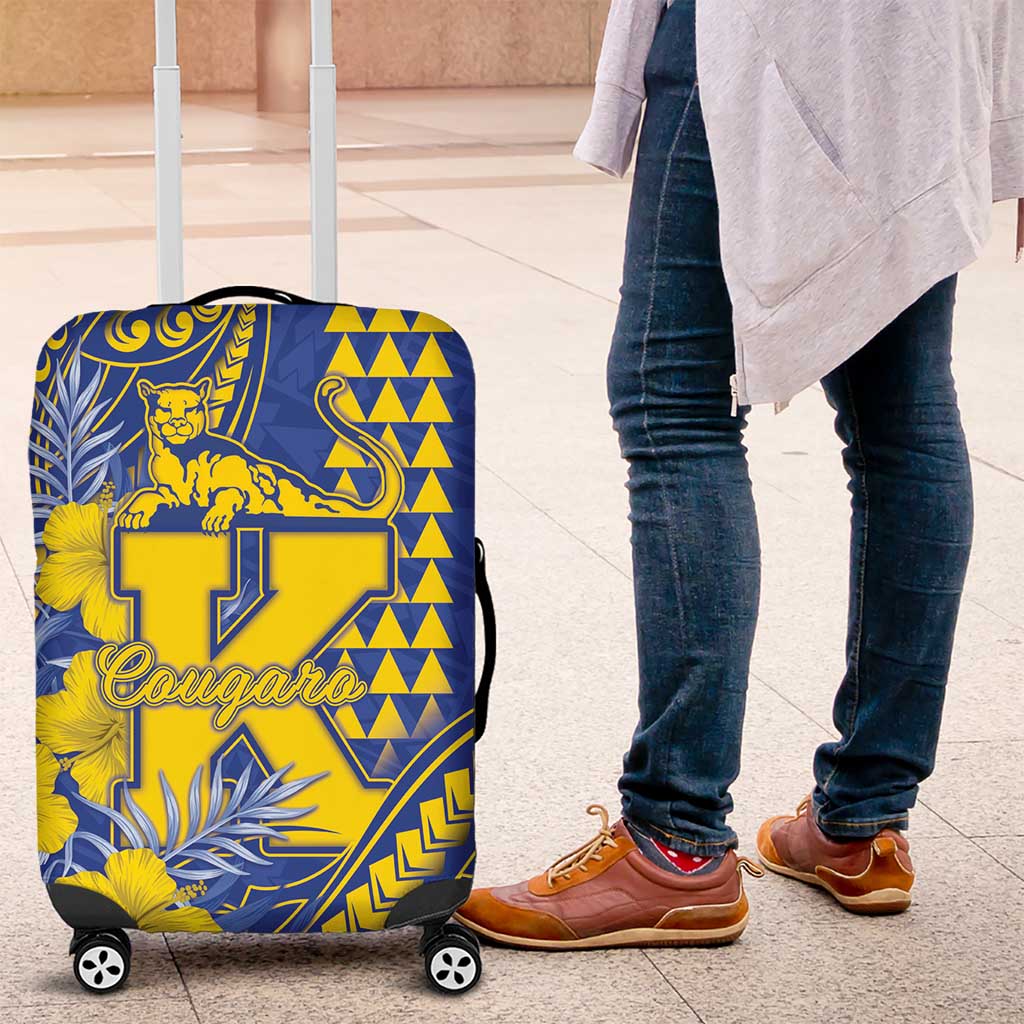 Hawaii Kaiser High School Luggage Cover Tribal Tattoo With Hibiscus Flowers