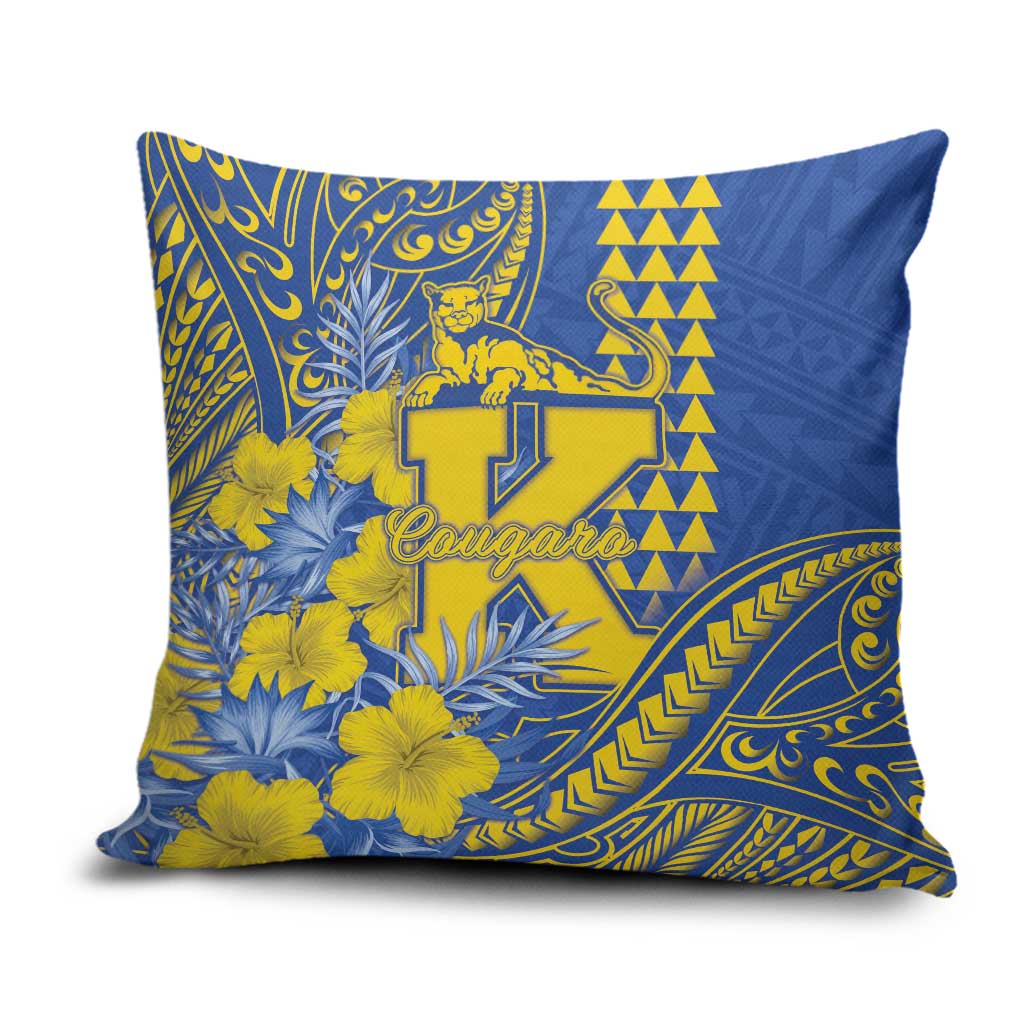 Hawaii Kaiser High School Pillow Cover Tribal Tattoo With Hibiscus Flowers LT05 Blue - Polynesian Pride