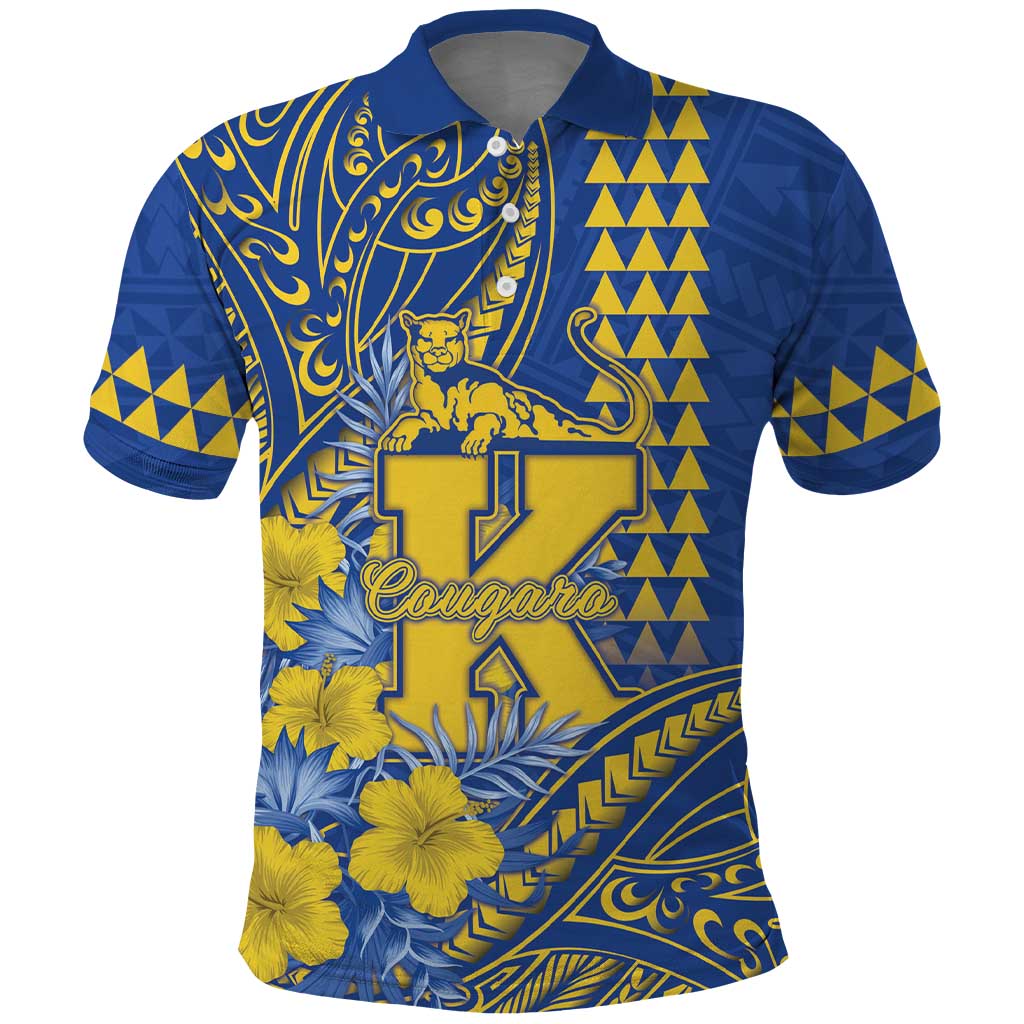 Personalised Hawaii Kaiser High School Polo Shirt Tribal Tattoo With Hibiscus Flowers