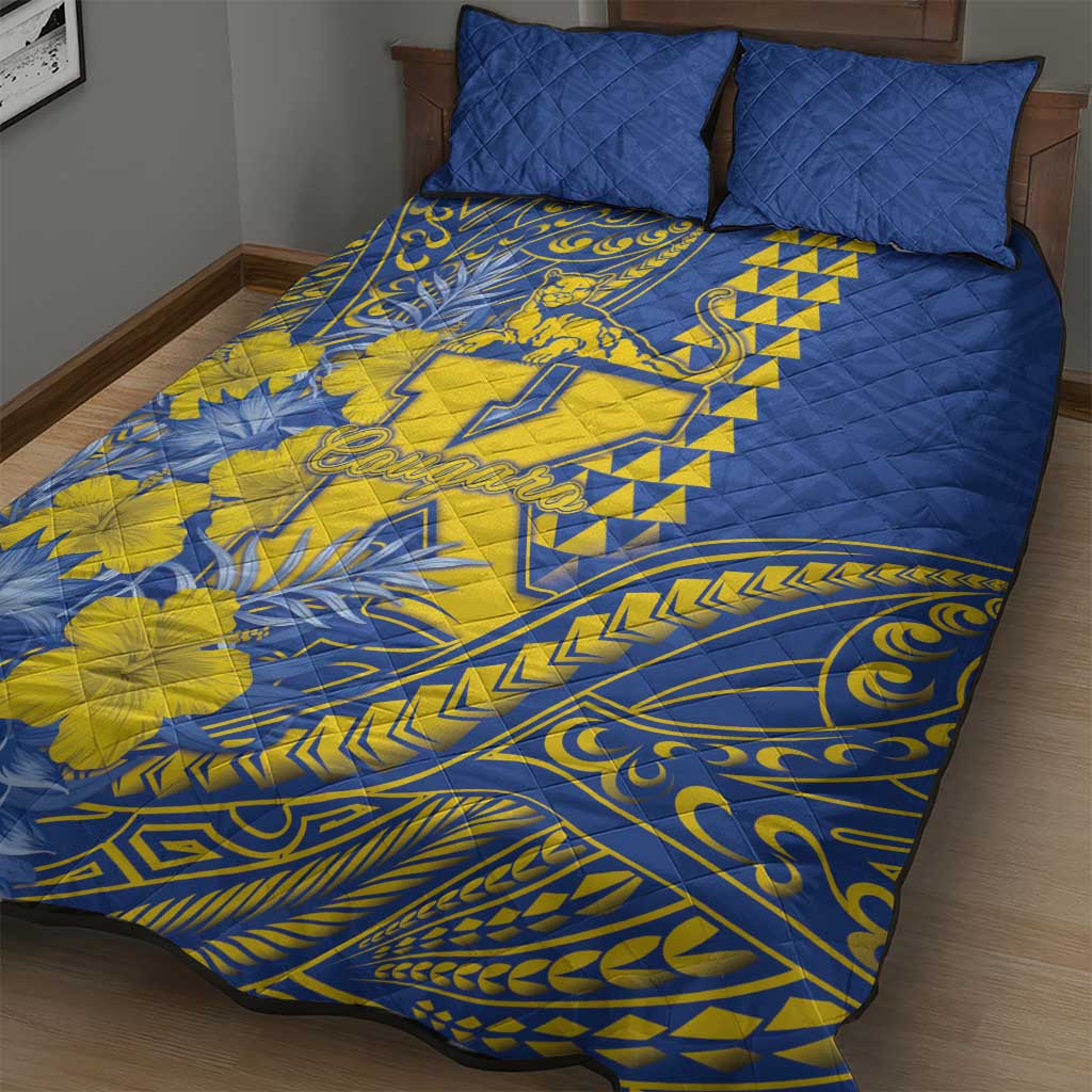 Hawaii Kaiser High School Quilt Bed Set Tribal Tattoo With Hibiscus Flowers LT05 - Polynesian Pride