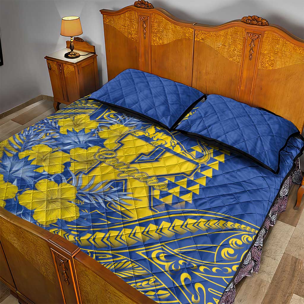 Hawaii Kaiser High School Quilt Bed Set Tribal Tattoo With Hibiscus Flowers LT05 - Polynesian Pride