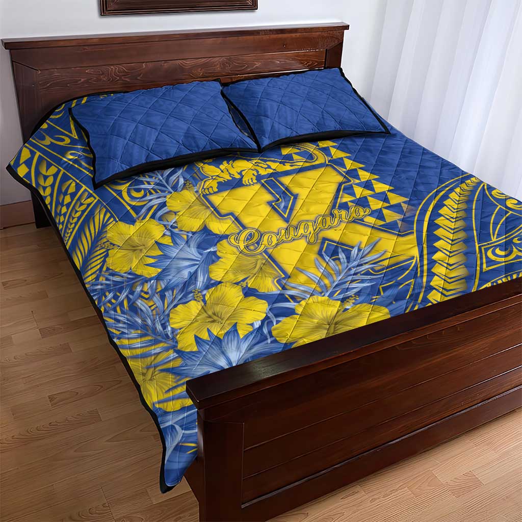 Hawaii Kaiser High School Quilt Bed Set Tribal Tattoo With Hibiscus Flowers LT05 - Polynesian Pride