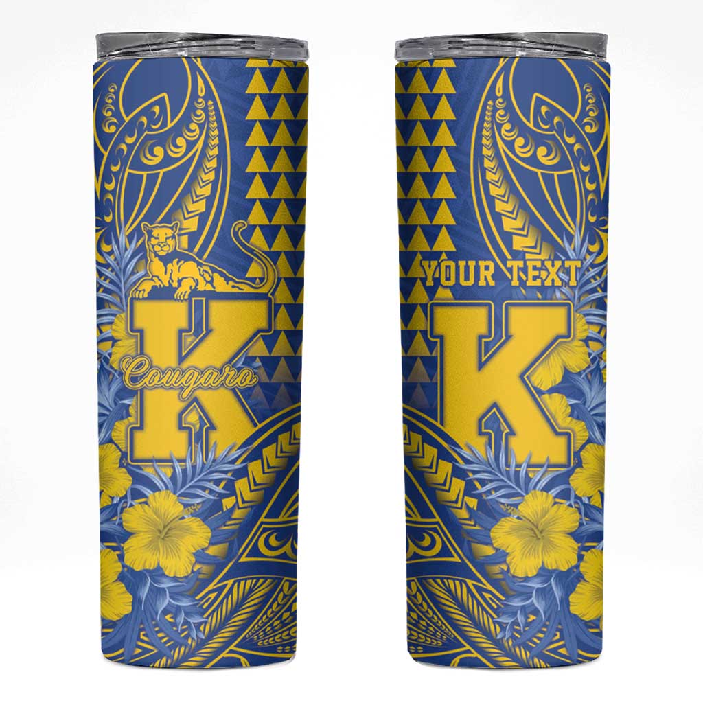 Personalised Hawaii Kaiser High School Skinny Tumbler Tribal Tattoo With Hibiscus Flowers