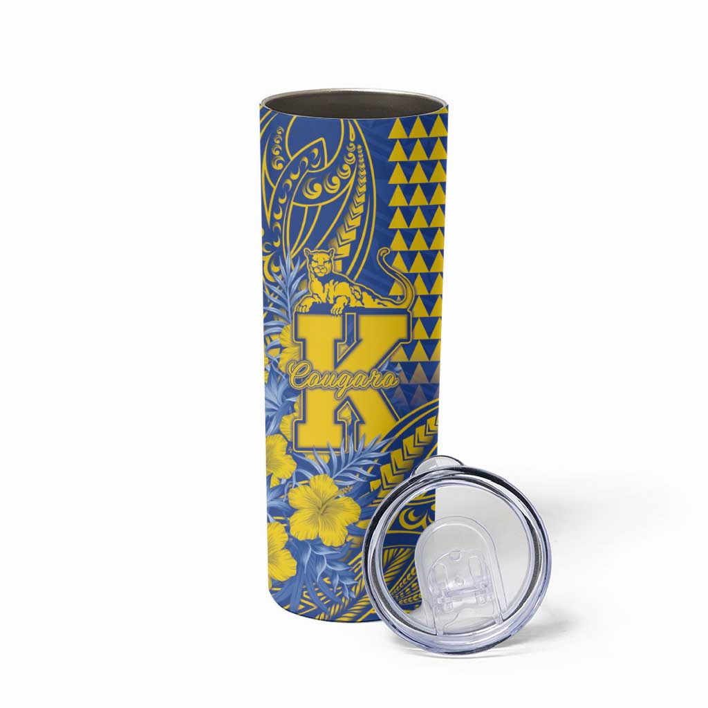 Personalised Hawaii Kaiser High School Skinny Tumbler Tribal Tattoo With Hibiscus Flowers