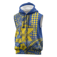 Personalised Hawaii Kaiser High School Sleeveless Zip Hoodie Tribal Tattoo With Hibiscus Flowers