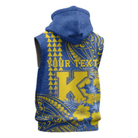 Personalised Hawaii Kaiser High School Sleeveless Zip Hoodie Tribal Tattoo With Hibiscus Flowers