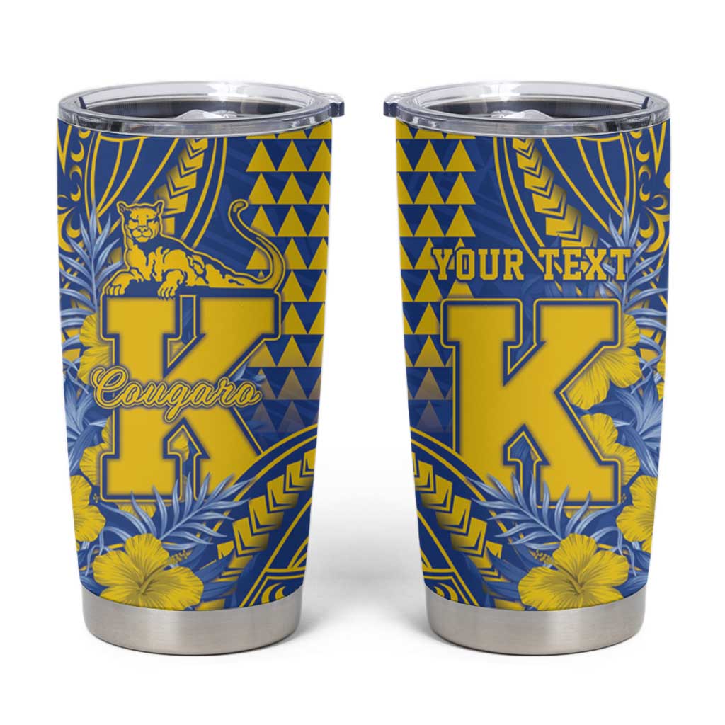 Personalised Hawaii Kaiser High School Tumbler Cup Tribal Tattoo With Hibiscus Flowers